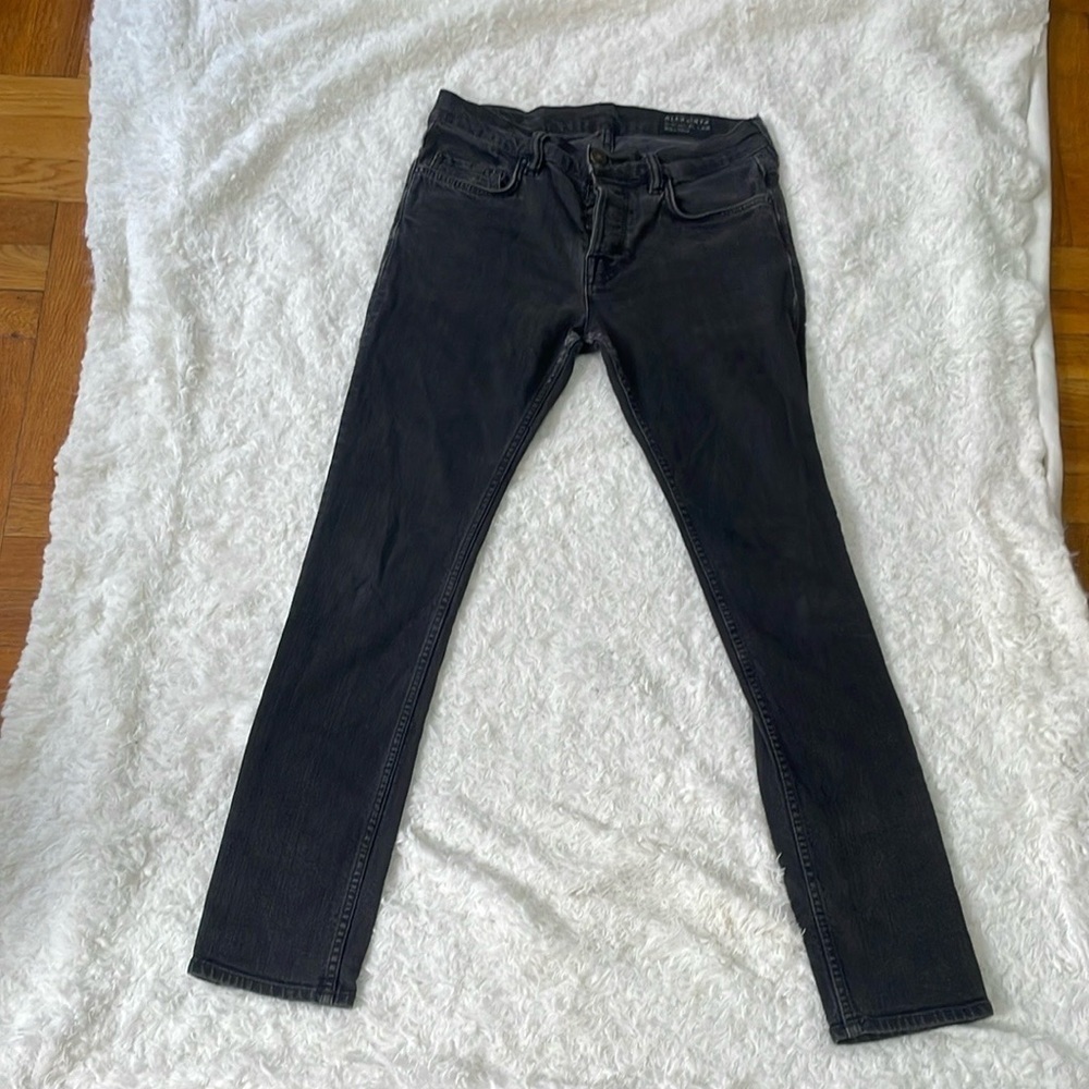 All Saints Gray Skinny Jeans with Distressed Finish